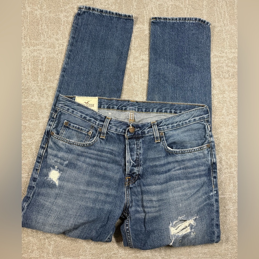 Hollister Y2K Distressed Slim Medium Wash Jean Men Size 36x32
